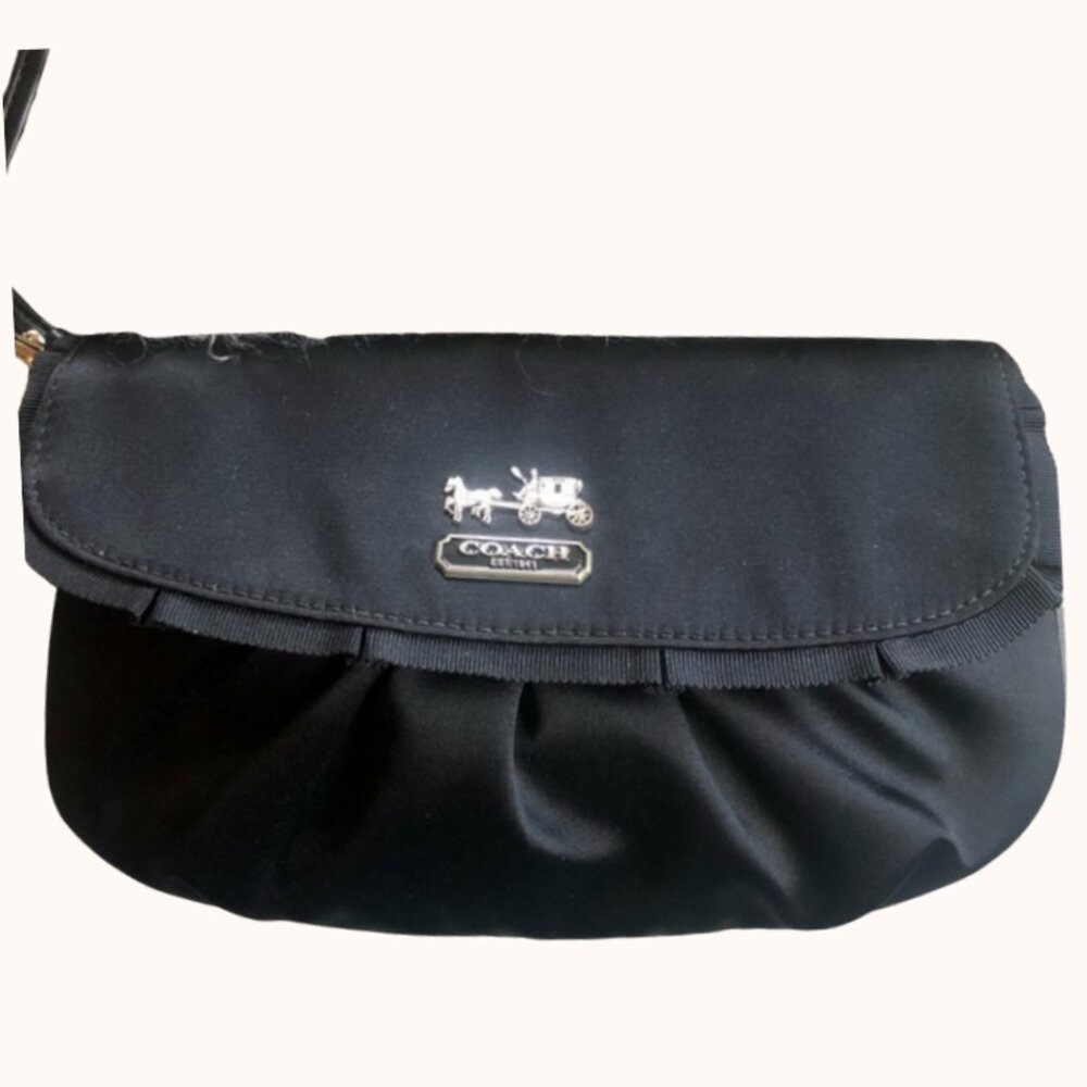 COACH AMANDA Black Satin Wristlet - Picture 7 of 14